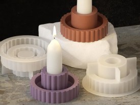 Molde silicona candelabro rayado redondo 